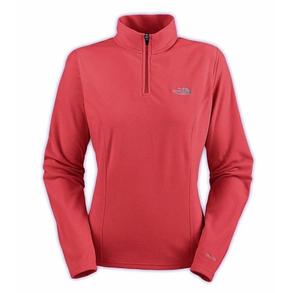 The North Face Tops - North Face TKA 100 Glacier Quarter-Zip Fleece Melon Red Fuzzy Pullover Sweater S